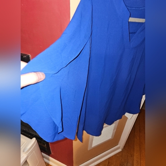 LUYAA Women's Casual Chiffon Blouse Tops 3/4 Ruffled Sleeve V Neck Loose Fit NWT - Picture 3 of 3